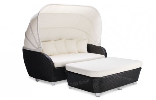 Rattan Sonneninsel Sunny mit Hocker in Coffee Rattan Sonneninsel Sunny mit Hocker in Coffee
