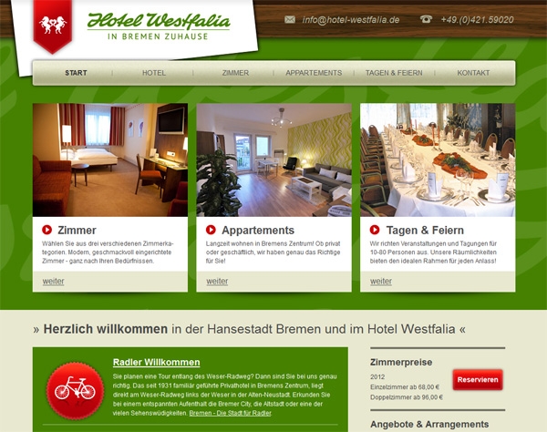 Die Homepage vom Hotel Westfalia Die Homepage vom Hotel Westfalia