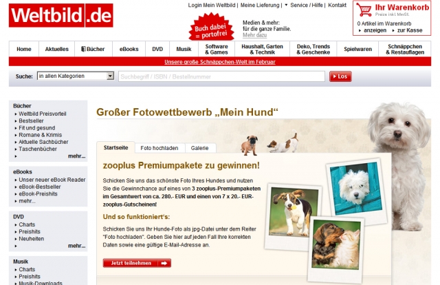 Preisverdächtig: Onlinehändler Weltbild.de sucht die schönsten Hundefotos