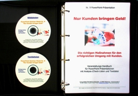 Trainingsmappe mi Bild- und Text-Datei sowie allen Schulungsunterlagen