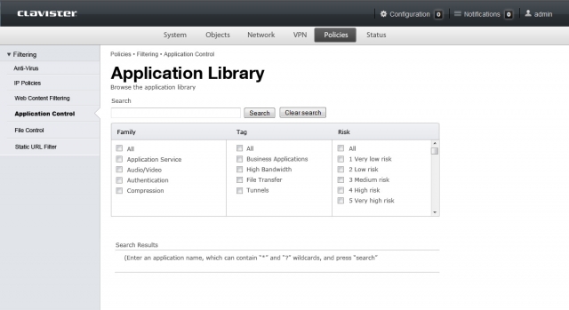Screenshot Clavister Application Control Screenshot Clavister Application Control
