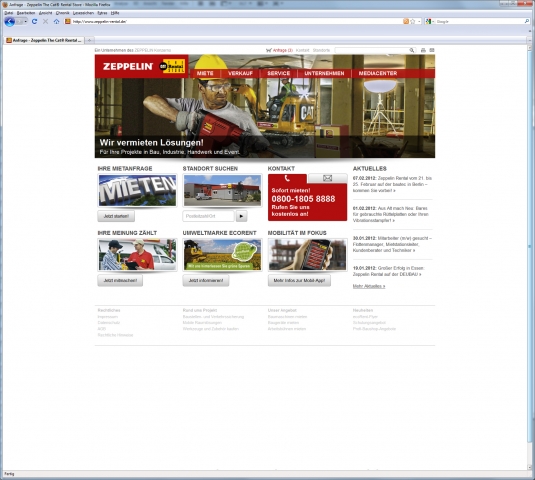 Die neue Webseite www.zeppelin-rental.de