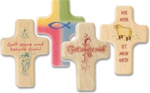 Vier wunderschöne Handkreuze aus Holz