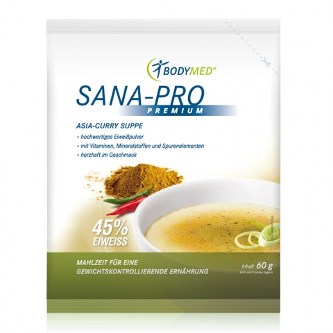 Bodymed Suppe Sana-Pro PREMIUM Asia-Curry mit 45g Eiweiß Bodymed Suppe Sana-Pro PREMIUM Asia-Curry mit 45g Eiweiß