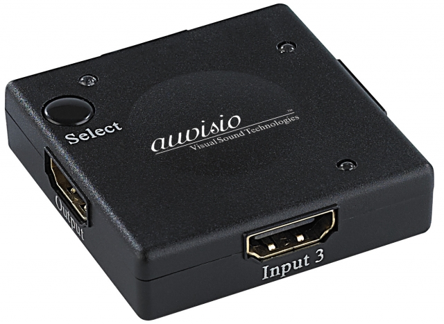 auvisio Winziger 3-fach-HDMI-Umschalter HSW-13.M, HDCP, FullHD 1080p auvisio Winziger 3-fach-HDMI-Umschalter HSW-13.M, HDCP, FullHD 1080p