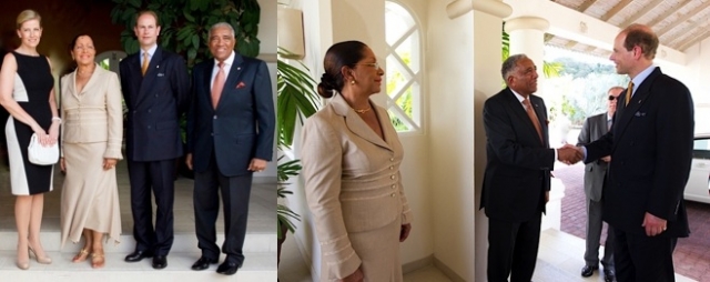Sir Royston Hopkin und Lady Hopkin empfangen den Grafen und die Gräfin von Wessex im Spice Island Be Sir Royston Hopkin und Lady Hopkin empfangen den Grafen und die Gräfin von Wessex im Spice Island Be