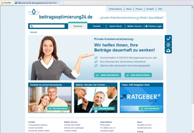 beitragsoptimierung24.de bietet einen Quick-Check-Rechner, mit dem privat Krankenversicherte sich ih