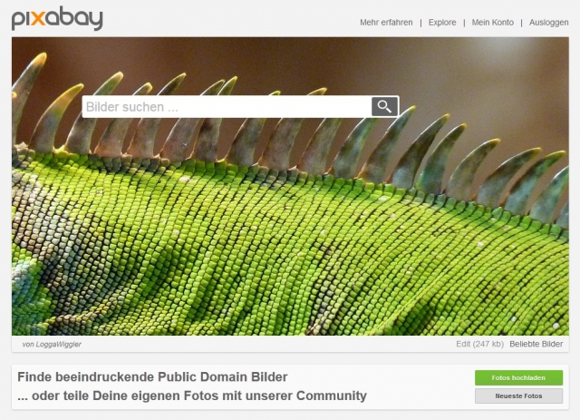 Homepage von Pixabay Homepage von Pixabay