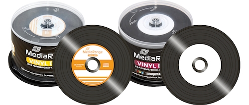 Die MediaRange Vinyl-CDs gibt es in einer klassischen und in einer bedruckbaren Variante