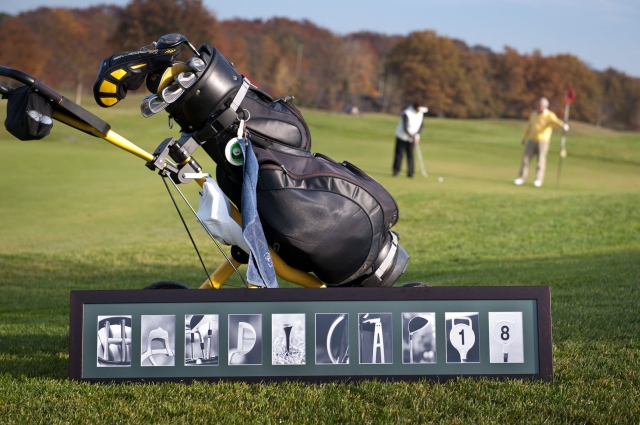 Dein Handicap als originelles Golf-Geschenk mit Alphabet Fotografie aus Golfmotiven, zur Eröffnung d