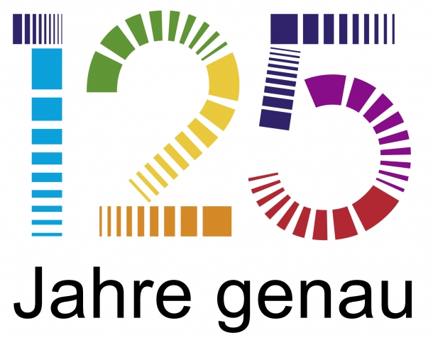 125 Jahre genau Logo zum Jubiläum Physikalisch-Technische Bundesanstalt