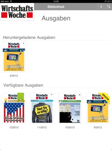 Screenshot App Wirtschaftswoche Screenshot App Wirtschaftswoche
