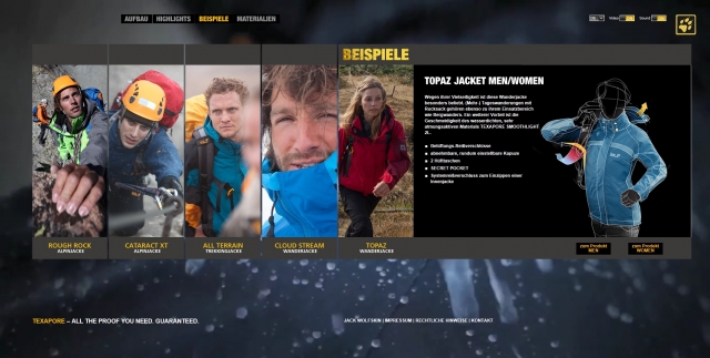 Jack Wolfskin TEXAPORE Microsite in HTML 5 Jack Wolfskin TEXAPORE Microsite in HTML 5