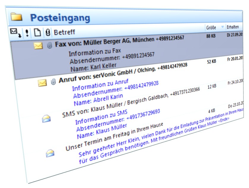 IXI-UMS vereint auch in Version 5.90 alle Nachrichten unter einer Oberfläche, hier MS Outlook IXI-UMS vereint auch in Version 5.90 alle Nachrichten unter einer Oberfläche, hier MS Outlook