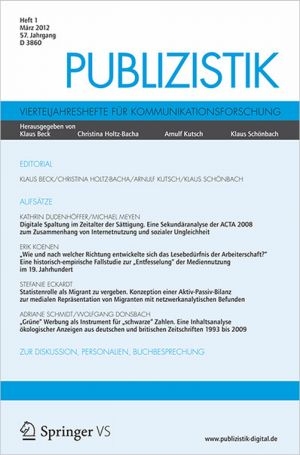 Cover der aktuellen Ausgabe 01/2012 der Fachzeitschrift Publizistik