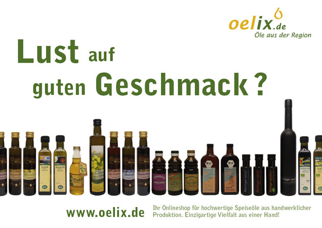 Lust auf guten Geschmack? Hochwertige Speiseöle bei oelix.de!