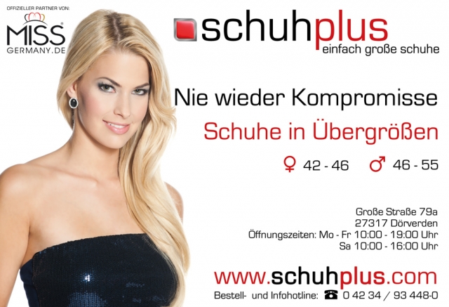 Arbeiten künftig eng zusammen: Miss Germany Corporation und schuhplus - Schuhe inÜbergrößen Arbeiten künftig eng zusammen: Miss Germany Corporation und schuhplus - Schuhe inÜbergrößen
