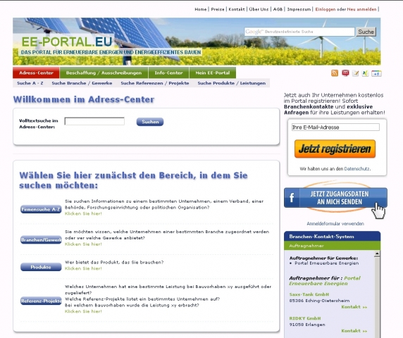 Screenshot EE-PORTAL.EU Adress-Center Screenshot EE-PORTAL.EU Adress-Center