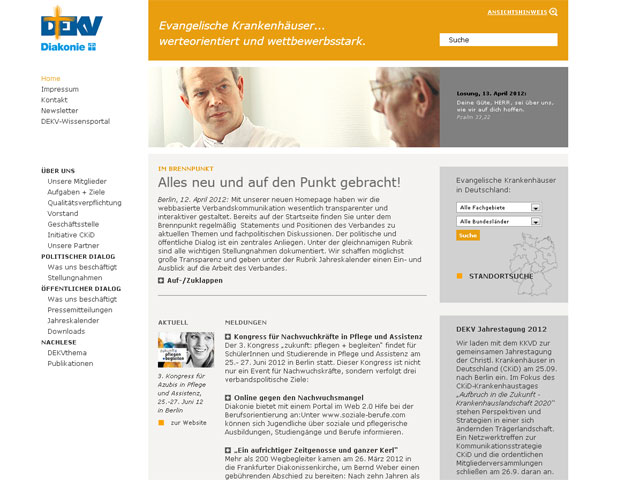 Die neue Website des Deutschen Evangelischen Krankenhausverbandes Die neue Website des Deutschen Evangelischen Krankenhausverbandes