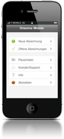 iPhone App der Onexma Spesenabrechnung iPhone App der Onexma Spesenabrechnung