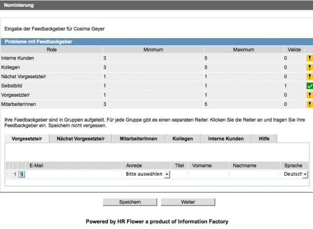 Nominationsoberfläche von Information Factory Nominationsoberfläche von Information Factory
