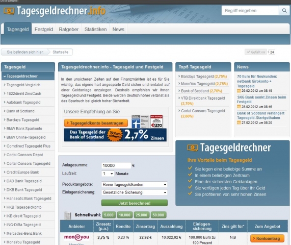 Tagesgeldrechner.info - Tagesgeld und Festgeld im Vergleich Tagesgeldrechner.info - Tagesgeld und Festgeld im Vergleich