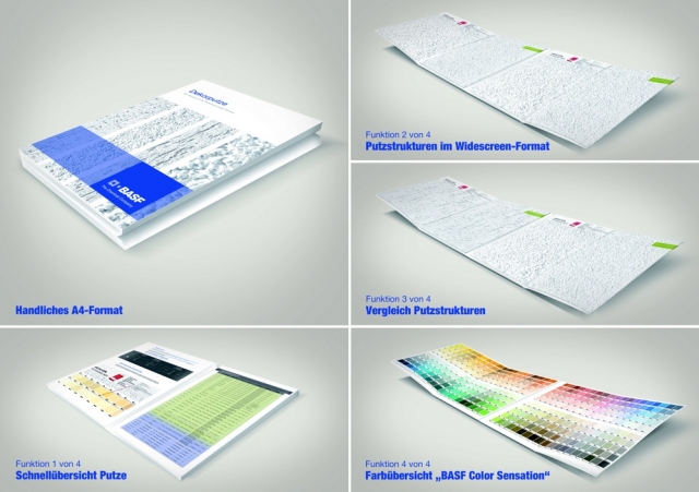 Die neue Dekorputz-Broschüre von BASF Wall Systems liefert aufüber 70 Seiten großformatige Musterflä Die neue Dekorputz-Broschüre von BASF Wall Systems liefert aufüber 70 Seiten großformatige Musterflä
