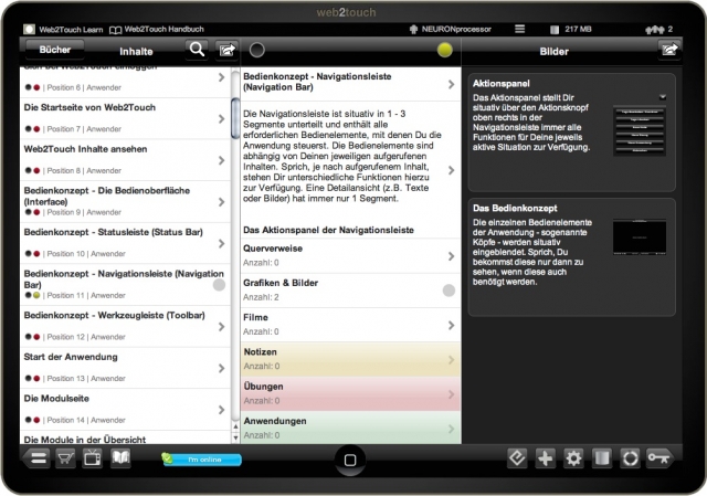 Die Tablet und Touch taugliche Web2Touch Oberfläche Die Tablet und Touch taugliche Web2Touch Oberfläche