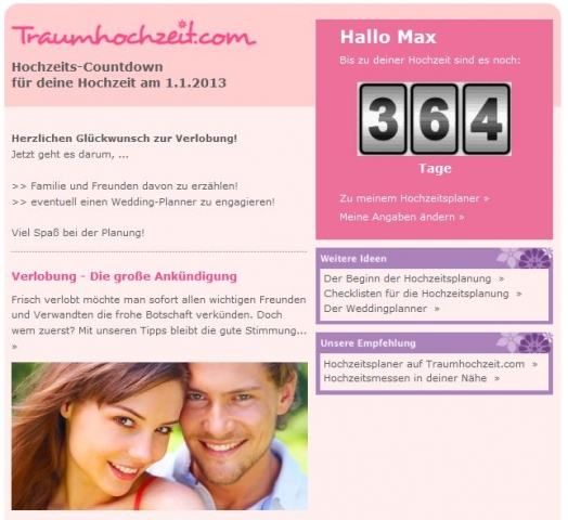Rechtzeitig informiert mit der Countdown-Mail Rechtzeitig informiert mit der Countdown-Mail