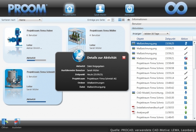 PROOM. sicherer Datenaustausch von CAD-Dateien