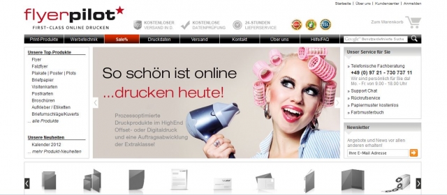 Screenshot von Flyerpilot.de