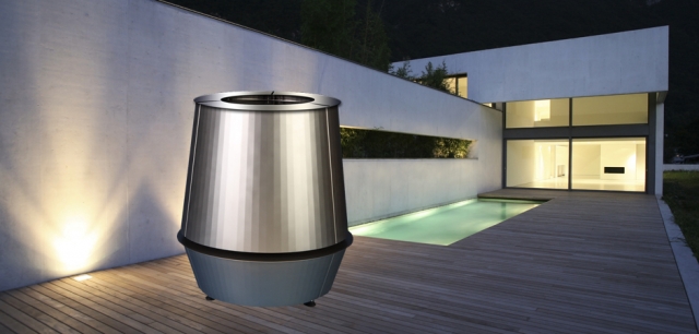 Exklusiver Designerübertopf aus Edelstahl - Serie Rotondo Exklusiver Designerübertopf aus Edelstahl - Serie Rotondo