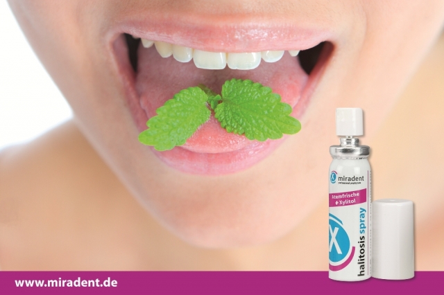 Das neue miradent halitosis spray gegen Mundgeruch.
