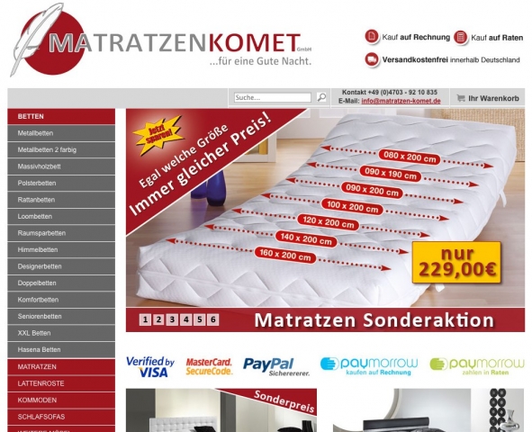 Matratzen Komet GmbH Onlineshop Matratzen Komet GmbH Onlineshop