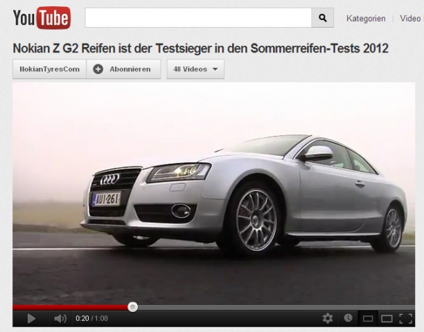 Video?Nokian Z G2 Reifen ist der Testsieger in den Sommerreifen-Tests 2012?