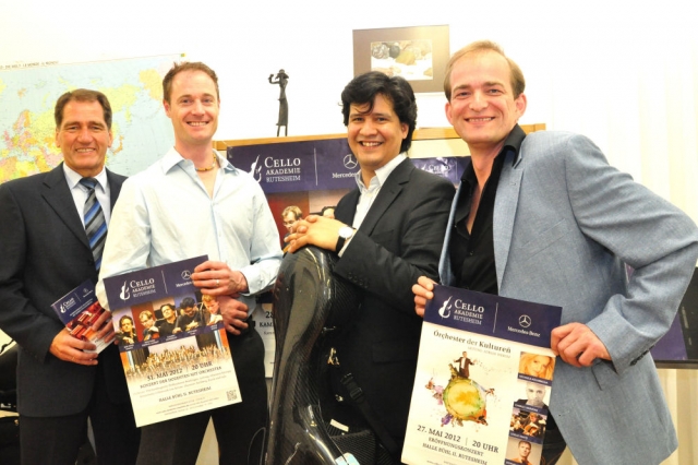 Cello-Partner (v.l.): Martin Killinger, 1. Beigeordneter Stadt Rutesheim, Matthias Trück, künstleris Cello-Partner (v.l.): Martin Killinger, 1. Beigeordneter Stadt Rutesheim, Matthias Trück, künstleris