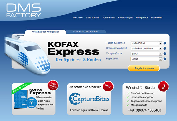 Der Kofax Express Konfigurator der DMSFACTORY unter www.kofax-express.com