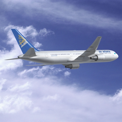 Eine Boeing 767-300 von Air Astana, der führende Fluggesellschaft Zentralasiens Eine Boeing 767-300 von Air Astana, der führende Fluggesellschaft Zentralasiens