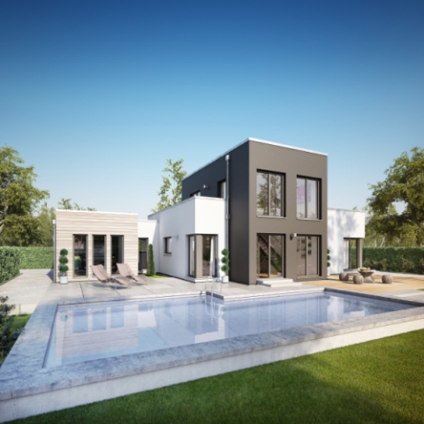 Wohnhaus mit Garage und Pool: Effizienzhaus-Bungalow der Extraklasse!