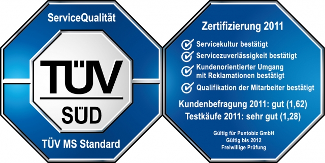 TÜV geprüfte Servicequalität bei www.tierversicherung.biz
