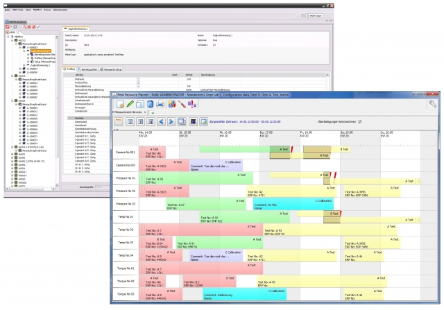 Darstellung der auf Ressourcen eingeplanten Versuche im Peak Resource Planner (Kalenderansicht mit h Darstellung der auf Ressourcen eingeplanten Versuche im Peak Resource Planner (Kalenderansicht mit h
