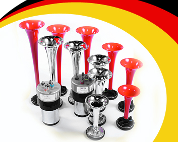 5-Klang Fanfare mit Stadionhymne in chrom oder in rot