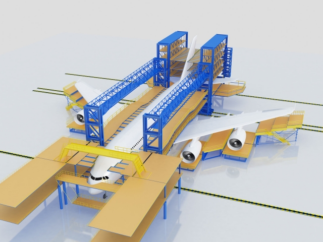 Mit Hilfe dieser Dockanlage kann Emirates in Dubai sowohl Flugzeuge vom Typ Airbus A380-800 als auch Mit Hilfe dieser Dockanlage kann Emirates in Dubai sowohl Flugzeuge vom Typ Airbus A380-800 als auch