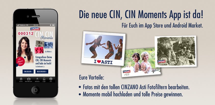 Die neue CIN CIN Moments App von CINZANO Asti