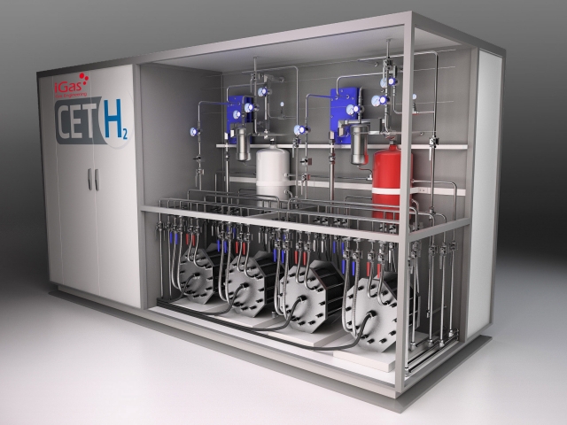 iGas liefert die Anlagen anschlussfertig? hier ein System mit vier Stacks für Indoor-Anwendungen. iGas liefert die Anlagen anschlussfertig? hier ein System mit vier Stacks für Indoor-Anwendungen.