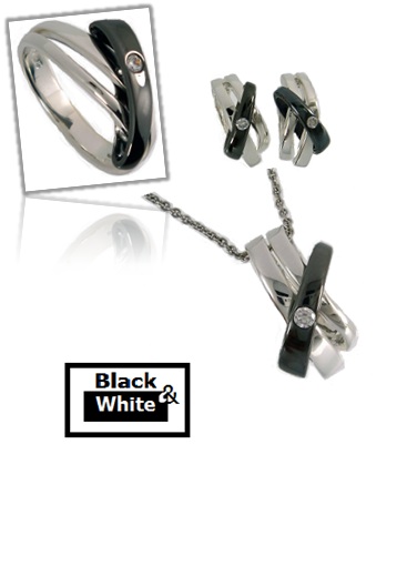 Black & White Ruthenium / Silberkombination mit Zirkonia