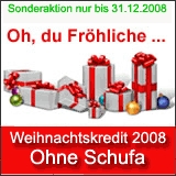 Weihnachtskredit 2008 ohne Schufa!