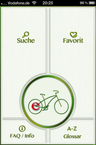 E-Bike-Finder App Startseite E-Bike-Finder App Startseite