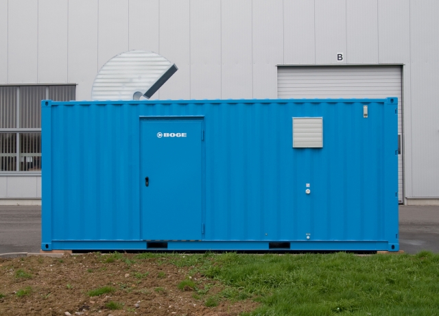 Containerstationen von BOGE können dort sinnvoll sein, wo der vorhandene Kompressor-Raum zu klein is Containerstationen von BOGE können dort sinnvoll sein, wo der vorhandene Kompressor-Raum zu klein is