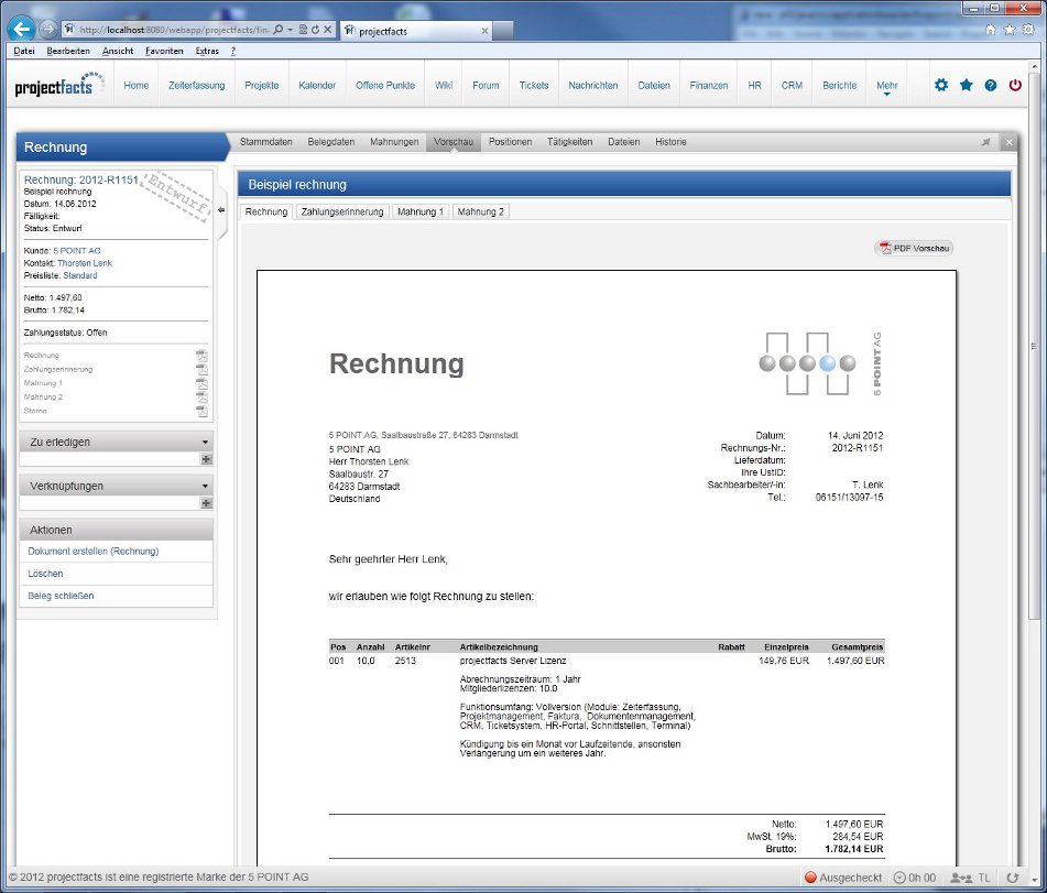 Die neue Faktura in projectfacts Die neue Faktura in projectfacts